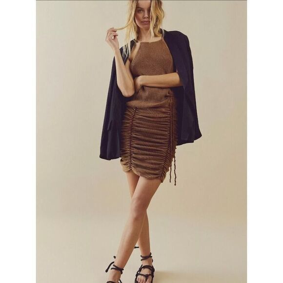 New! Free People FP One Katya Thermal Tank mini Dress in in Cinnamon, size L‎ - Picture 1 of 15